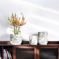 Nordic Ins Style Vintage Cement Planter with Moss Green Finish for Living Room Balcony Decor