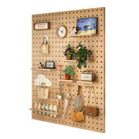 Solid Wood Pegboard Wall Organizer Shelf Entryway Decor Storage Rack Accessories
