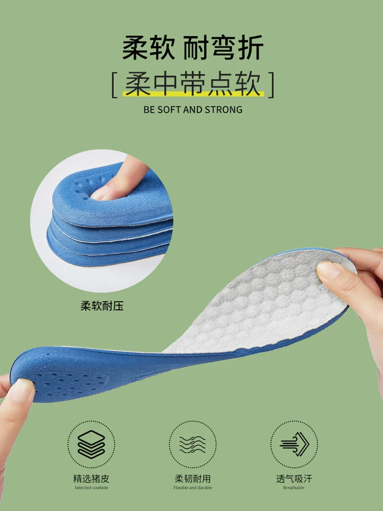 Genuine Leather Insoles for Breathable Sweat Absorption & Odor Prevention, Soft Comfort for Sneakers & Casual Shoes