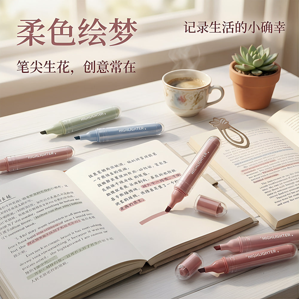 Aesthetic Chisel Tip Highlighter Set Quick-Dry for Journaling, Notes, and Art