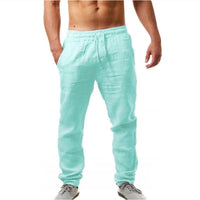 Men's Hip Hop Breathable Cotton Linen Loose Casual Sport Pants
