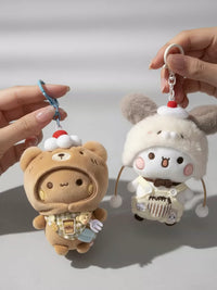 Cute Cartoon Plush Doll Keychain Pendant for Couples, Backpack Charm Gift