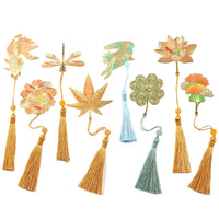 Vintage Metal Leaf Bookmark with Tassel - Hollowed Plant Vein Design for Books, Gifts