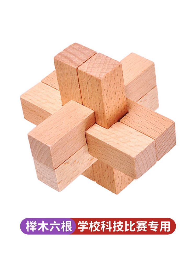 Wooden Interlocking Puzzle Brain Teaser for Kids and Adults