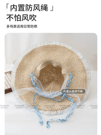 French Style Straw Sun Hat for Women and Kids - Wide Brim Beach Fisherman Hat with UV Protection