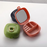 Mini Portable Jewelry Organizer Box with Mirror, Anti-Oxidation Travel Case for Earrings and Rings
