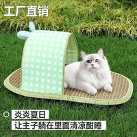 Pet Cooling Mat Rattan Weave Slipper Bed for Cats and Dogs