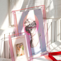 Magnetic Acrylic Photo Frame for Instant Photos and Postcards, Double-Layer Display Stand