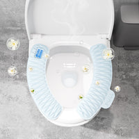 Grey Toilet Seat Cover Cushion, Self-Adhesive, Washable, for Bathroom