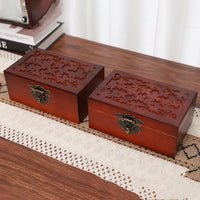 Vintage Hollow Carved Wooden Sewing Box Kit with Tools and Accessories for Cross Stitch and Home Use