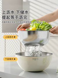 ViAi 316L Stainless Steel Colander Basket for Kitchen Sink, Food Grade Rice Washing and Fruit Draining Strainer