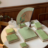 New Chinese Style Jewelry Display Stand Fabric Tray for Jade Gold Bracelets and Necklaces