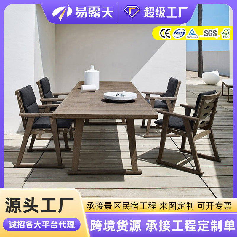 Nordic Outdoor Teak Patio Furniture Set for Garden Balcony Hotel