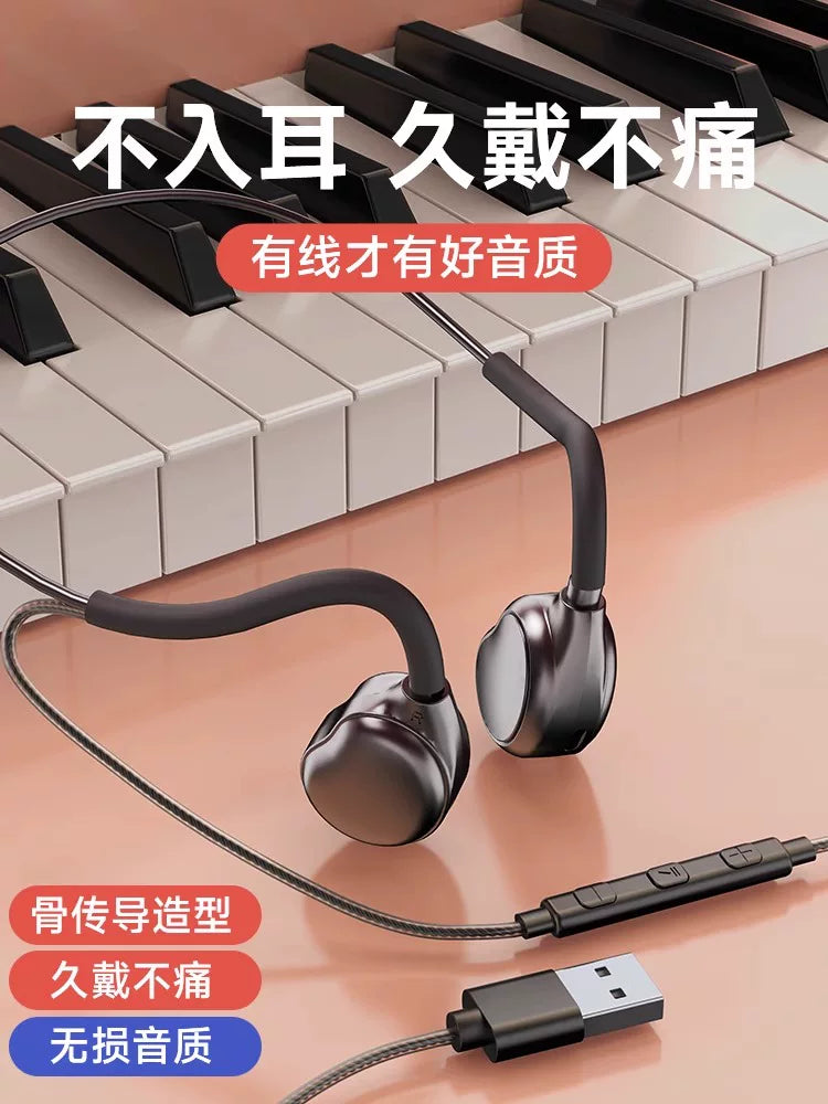 USB Wired Headset with Microphone for Desktop PC and Laptops, 2-in-1 Audio Jack, 2m Cable