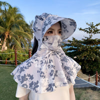 Summer Wide Brim Sun Hat with Neck Flap and Ponytail Hole for Outdoor Cycling Driving