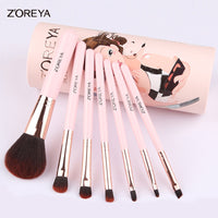 7-Piece Mini Makeup Brush Set with Portable Dustproof Storage Barrel