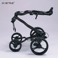 HOW TRUE Junior Golf Push Cart, 4-Wheel Foldable Trolley for Course Play