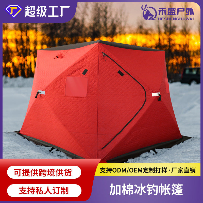 Portable Ice Fishing Tent, Thermal Insulated Winter Shelter for Outdoor Snow Fishing