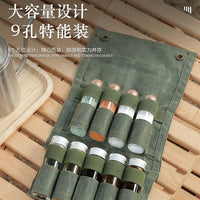 Portable Camping Spice Bottle Storage Bag with Optional Glass Jars for Picnic BBQ