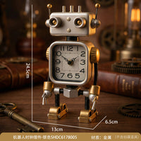 Retro Steampunk Robot Quartz Desk Clock Metal Ornament