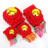 Red Flower Ball with Golden Mirror Hanging Ornament for Home Decor and Feng Shui