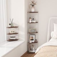 Acrylic Cosmetic Storage Corner Shelf with Wooden Base, Multi-layer Wall-Mounted Organizer for Bathroom and Vanity