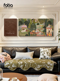 French Vintage Abstract Mountain Landscape Canvas Wall Art for Living Room Decor