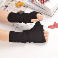 Knitted Arm Warmers for Women, 30cm Mid-Length, Solid Color, Korean Style, Ins High Street Fashion