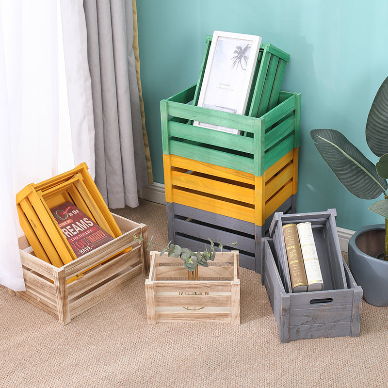 Vintage Wooden Storage Crate Decorative Display Box