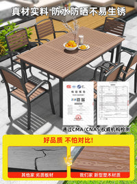 Outdoor Patio Dining Set with Wood-Plastic Composite Table and Chairs for Garden Balcony