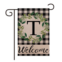 Classic Alphabet Spring Summer Garden Flag Linen Double-Sided Printed Outdoor Garden Banner Customizable