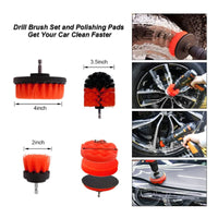 19-Piece Car Cleaning Drill Brush and Detail Brush Kit for Tires, Interior, and Exterior