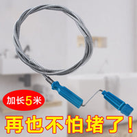 Spring Steel Wire Drain Clog Remover, Manual Pipe Dredging Tool for Toilet and Sewer, Hand-Crank Snake Auger for Blocked Drains