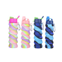 Collapsible Silicone Water Bottle Portable Outdoor Travel Mug with Lid for Sports & Hiking
