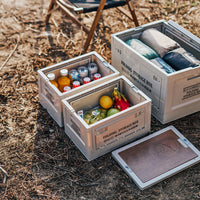 Plastic Storage Box with Wooden Lid for Car Trunk Camping Gear Home Office Organization