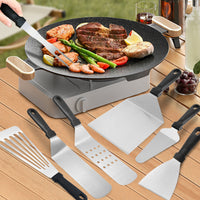Stainless Steel BBQ Grilling Tool Set - Spatula, Flipper, and Teppanyaki Spatula for Outdoor Cooking