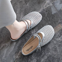 Women's French Style Mesh Mules Summer Outdoor Sandals with Soft Sole