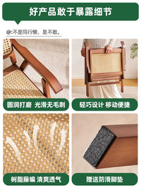Foldable Rattan Leisure Chair for Balcony, Outdoor Camping, Beach, and Fishing