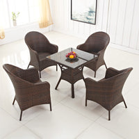 Outdoor Rattan Wicker Patio Furniture Set with Table and Chairs, Weather-Resistant for Garden, Balcony, Hotel, Restaurant