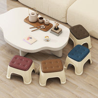 Faux Leather Stackable Plastic Stool for Kids and Adults, Non-Slip Bathroom Windmill Stool