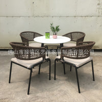 Aluminum Alloy Outdoor Woven Rattan Chair for Hotel Balcony Patio Cafe Dining