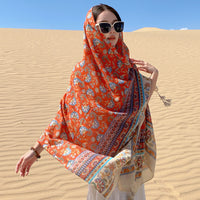 Floral Print Beach Cover-up Scarf for Summer Sun Protection