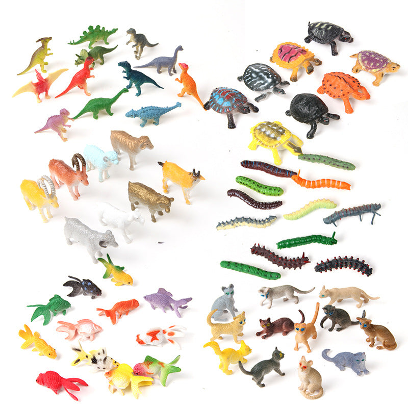 Miniature Animal Model Set - Realistic Dinosaurs, Farm Animals, Insects, and Marine Life Figurines for Kids
