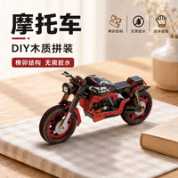 DIY Wooden 3D Puzzle Motorcycle Model Desktop Ornament Kids Gift