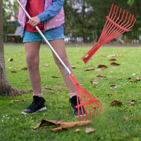 Garden Rake, Folding Leaf Rake with Handle, Multi-functional Lawn Rake for Yard and Garden