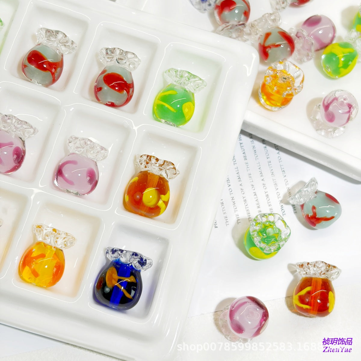 Glass Transparent Fish Tank Charm for DIY Bracelets and Phone Chains