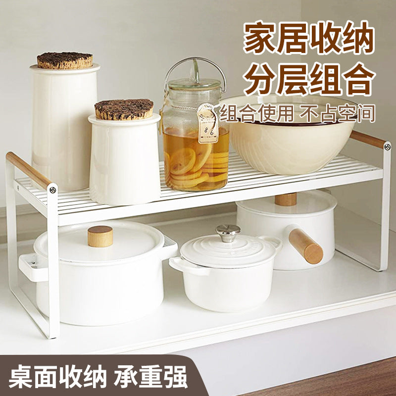 2-Tier Under-Sink Kitchen Organizer Rack for Cabinets and Countertops