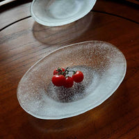 Japanese-Style Oval Glass Dessert Plate for Fruit, Salad, and Snacks