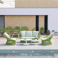 Outdoor Wicker Sofa Set Aluminum Alloy Frame Weatherproof Patio Garden Furniture