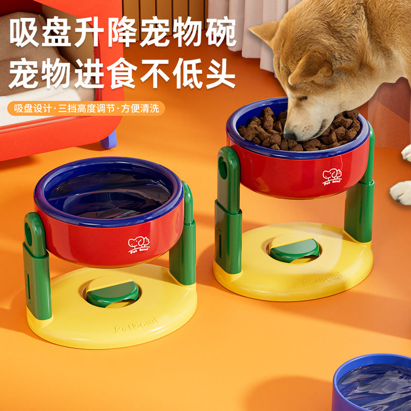 Adjustable Height Suction Cup Pet Bowl for Dogs and Cats, Elevated Anti-Spill Feeder for Neck Protection